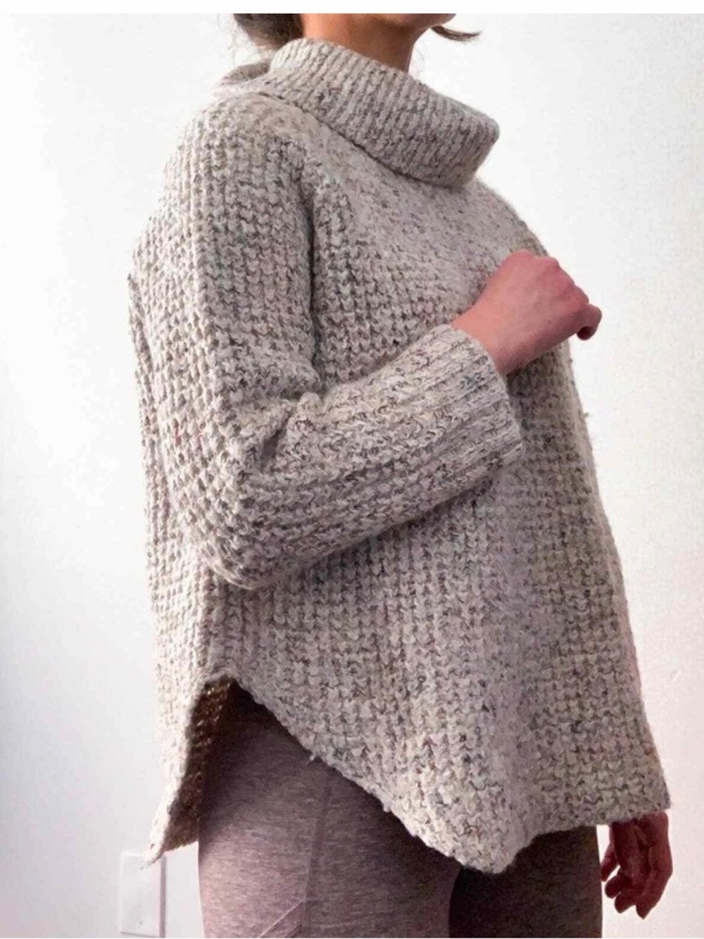 Free People Dylan Tweedy Cowl Neck Turtleneck Sweater